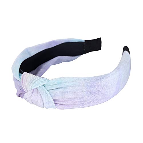 Haarreif Damen Stirnbänder Vintage Breit Haarband Retro Stirnband Haarreifen Kopf Warp Yoga Headband Kopfband Headwrap Elastische Kopf Wickeln Niedlich Haarschmuck für Mädchen Hellviolett + HellBlau von Asudaro