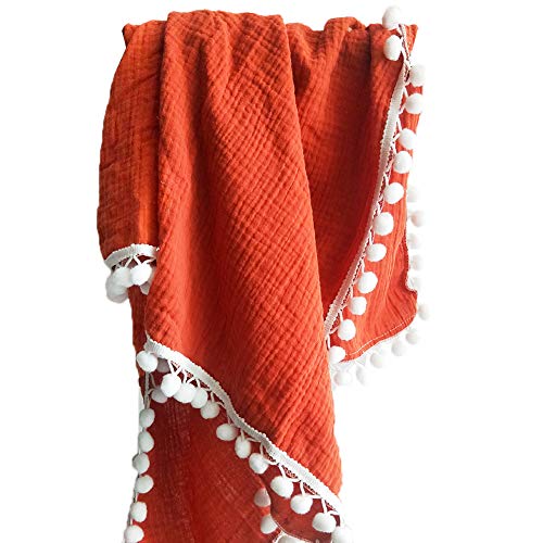 Pucktuch für Neugeborene Baby Musselin Baumwolle WickeltuchMusselin Decke Swaddle Pucktücher Pucktuch, Stilltuch, Spucktuch und Kinderwagendecke Baby Fotografie-Decke 100 * 120cm/80 * 65cm Orange Rot von Asudaro