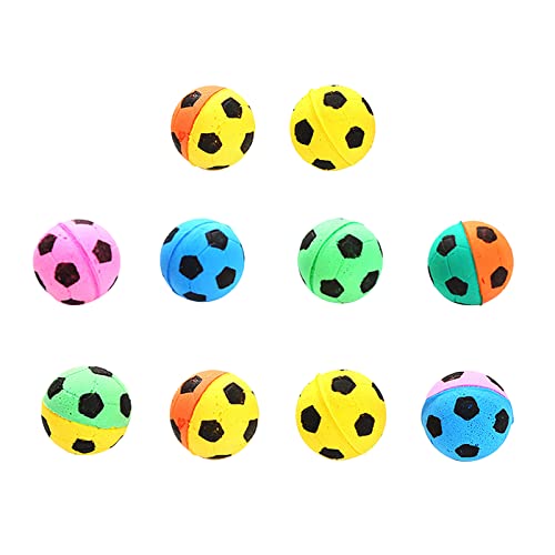 Asukohu 10er Pack Katzenlieblinge Latex Bälle Fußball Zufällige 4 cm Katzenspielzeug Sortiert von Asukohu