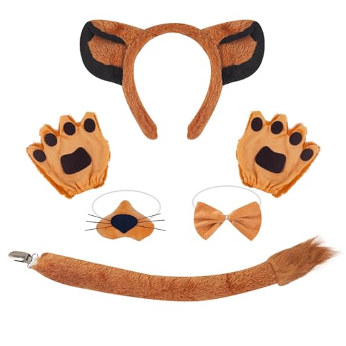 Asukohu Hunde-Stirnband, Plüschschwanz, Fliege, Löwen, falsche Nase, Löwen, Haarreifen-Set, Tiere, Cosplay-Kostüm-Set für Halloween, Cosplay, Halloween, Hundeohren, falsche Nase, Plüschschwanz Asukohu Hunde-Stirnband, Plüschschwanz, Fliege, Löwen, falsche Nase, Löwen, Haarreifen-Set, Tiere, Cosplay-Kostüm-Set für Halloween, Cosplay, Halloween, Hundeohren, falsche Nase, Plüschschwanz von Asukohu