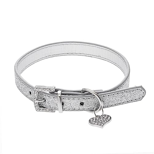 Damen-Halskette, verstellbar, Hundeseil, Haustierhalsband, Halskette, Strass, Liebe, PU-Leder, Hundehalsband, geeignet für kleine Hunde von Asukohu