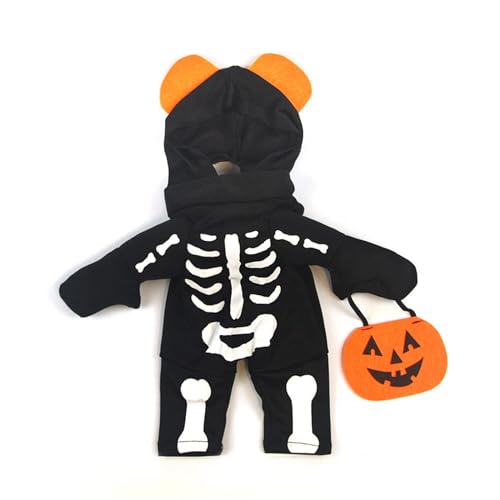 Halloween-Kleidung für Hunde, Kürbis-Skelett, Halloween-Themenkleidung, Skelett-Pullover, hält Kürbis von Asukohu