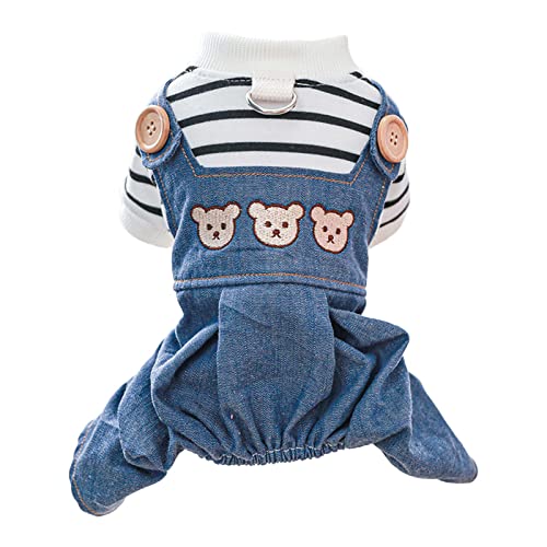 Hunde- und Katzen-Kostüm, Haustierkleidung mit Arm und Beinen, Outfit aus Jeans und T-Shirt, für Katzen und kleine Hunde von Asukohu