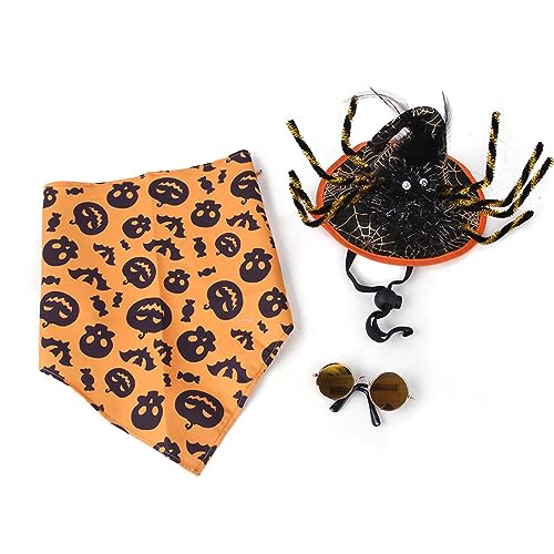 Lustiger Hexenhut für Katzen, Halloween, Party, Winter, Cosplay, Piratenhut mit Bandana und Sonnenbrille, 1 Set von Asukohu