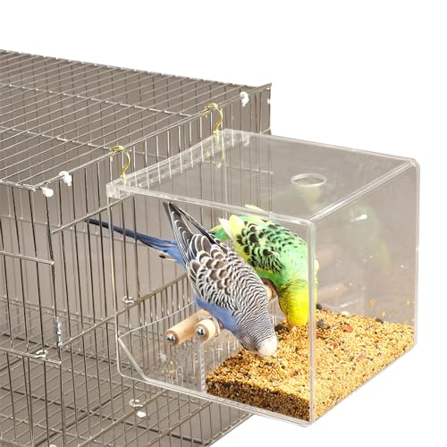 Vogelfutterbox für Papageien Spritzschutz Futterbox mit Ständer für kleine Vogelfutterspender Vogelkäfig Zubehör von Asukohu