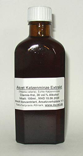 Asvet 100ml Katzenminze Tinktur, Catnip Tropfen, Auszug EXTRA STARK (Volltinktur, Ansatz 1:1) von Asvet