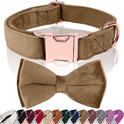 Asvin Hundehalsband Samtige, mit Abnehmbarer Hunde Fliege, Weich und Bequem Hunde Halsband, Mehrfarbig Samtige Hundehalsband, für Hochzeiten, Geburtstage, Partys usw von Asvin