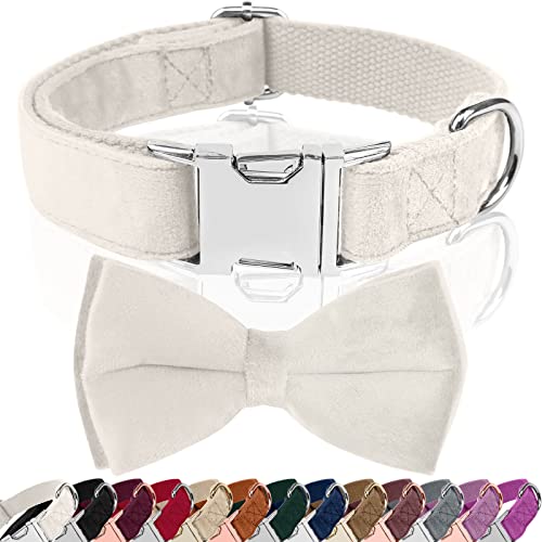 Asvin Hundehalsband Samtige, mit Abnehmbarer Hunde Fliege, Weich und Bequem Hunde Halsband, Mehrfarbig Samtige Hundehalsband, für Hochzeiten, Geburtstage, Partys usw von Asvin