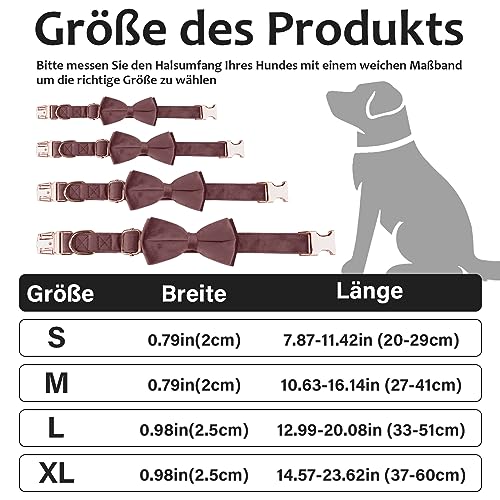 Asvin Hundehalsband Samtige, mit Abnehmbarer Hunde Fliege, Weich und Bequem Hunde Halsband, Mehrfarbig Samtige Hundehalsband, für Hochzeiten, Geburtstage, Partys usw von Asvin