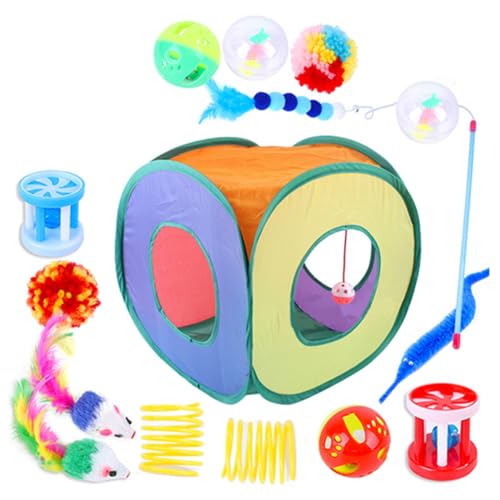 Asyduey 15 PCS Katzenspielzeug Set Interaktives Katzen-Maus-Spielzeug Wie Abgebildet für Katzen im Innenbereich mit Zusammenklappbarem Katzenzelt Tunnel Interaktives Katzenfeder-Spielzeug A Asyduey 15 PCS Katzenspielzeug Set Interaktives Katzen-Maus-Spielzeug Wie Abgebildet für Katzen im Innenbereich mit Zusammenklappbarem Katzenzelt Tunnel Interaktives Katzenfeder-Spielzeug A von Asyduey