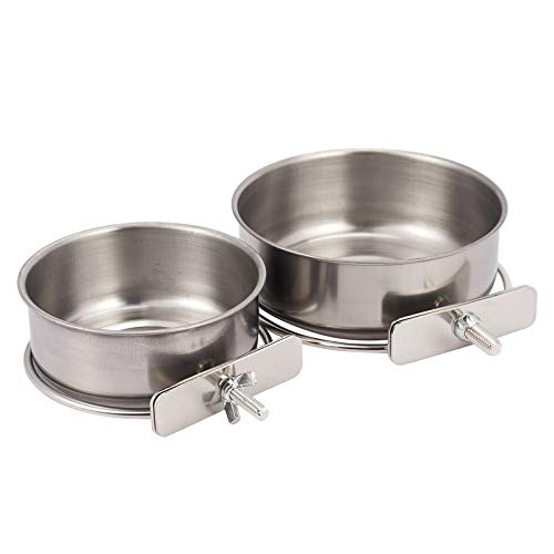 Asyduey 2 Pack Papagei Futter Tassen mit Klemme Edelstahl Futter NäPfe Dish Feeder für Nymphensittich, Conure, Wellensittiche, Sittich Papagei, Ara, Kleintier von Asyduey