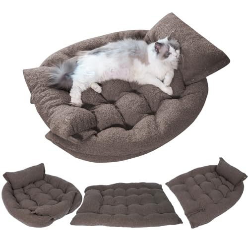 Atablyn Mehrförmiges Bett für Katzen und Hunde, beruhigendes und gemütliches Schlafkissen für ein schönes Familienmitglied, Größe M, 76,2 x 61 x 7,6 cm, Braun von Atablyn