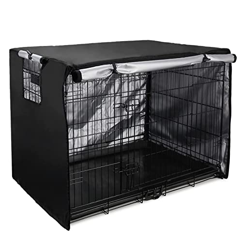 Hundekäfigabdeckung,Hundekaefig Abdeckung Hundebox Abdeckung Abdeckung Für Hundehütten Staub- Und Regenschutzhülle Für Den Innen- Und Außenbereich (L (109 * 74 * 76cm),Schwarz) von Atack-B