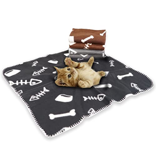 Ataya Schlafmatte für Hunde, Katzen, mit Pfotenabdruckmotiv, Polar-Fleece, 5-teiliges Set von softan