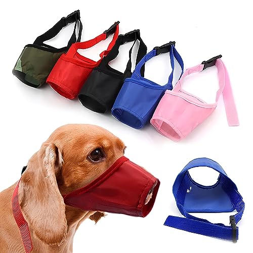 Maulkorb für Hunde, weiches Nylon-Druck, Air-Mesh, atmungsaktiv, verstellbares Schlaufenmuster, Maulkörbe für kleine, mittelgroße und große Hunde, Bellen und Kauen (rot, mittel) von Ateliepets