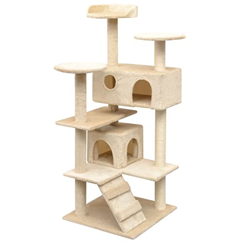 Atlojoys Katzen-Kratzbaum Sisal, Kratzbaum Grosse Katzen, Katzen Kratzmöbel, Cat Tree, Katzenkratzbaum, Sisalseil Für Kratzbaum, 125 cm Beige von Atlojoys