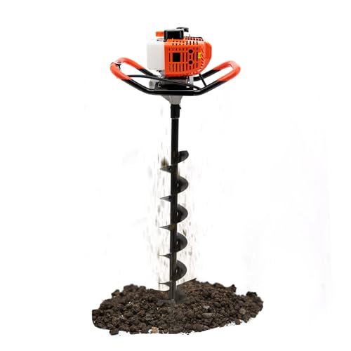 2-Takt Motor Benzin Erdbohrer Erdlochbohrer Bodenbohrer Gartenbohrer Erdbohrgerät Pfahlbohrer Set Erdlochbohrer inklusive 3 Schneckenbohrer (4", 6", 8") und Einer Verlängerungsstange (11,8 Zoll) von Atnhyruhd