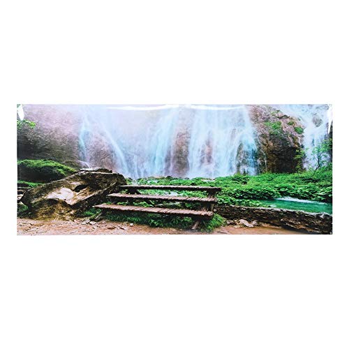 Atyhao Aquarium Hintergrund, Aquarium dekorative Dschungel Wasserfall Gemälde PVC Aufkleber Landschaft Bild Aquarium Landschaft Hintergrund Tapete Dekor[61x41cm] Hintergründe von Atyhao