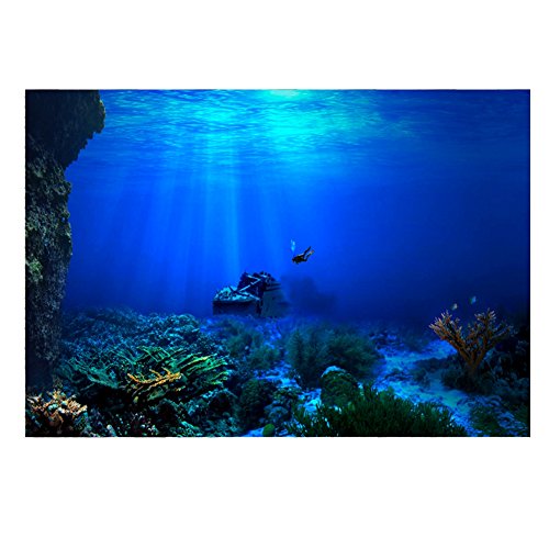 Atyhao Aquarium Poster, 3D Effekt Unterwasser Hintergrund Aufkleber verdicken PVC-Klebstoff statische haften Hintergrund Aquarium dekoratives Papier[76×46cm] Hintergründe von Atyhao