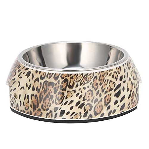 Edelstahl Hunde Napf, Hunde Futter Schale und Wasserschale Tier nahrung Wasserschale Hunde Futter Wasser Schale für Hunde Katzen[L Leopard Pattern] Näpfe von Atyhao