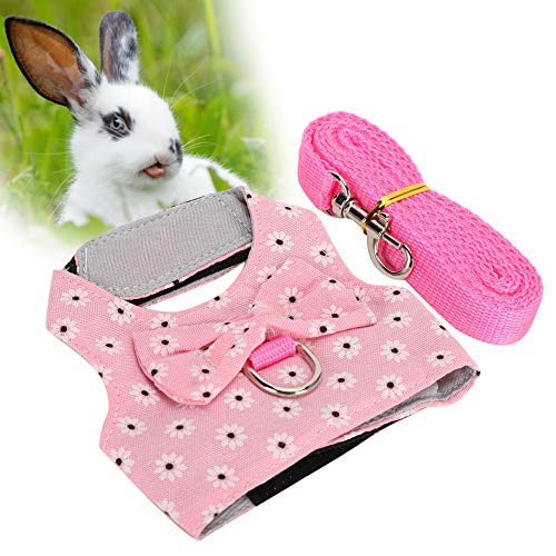 Atyhao Haustier Brustgurt Set, Kaninchen Weste Geschirr mit Blei Rosa Hamster Brustgurt Leine Walking Blei Kleine Haustierzubehör für Chinchilla Meerschweinchen Rennmäuse Ratten von Atyhao