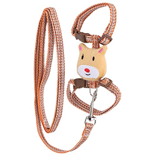 Katze Geschirr Leine Set, Anti Lost Katze Geschirr Einstellbarer, Fluchtsicherer Harness Traktion ziehen Leinenseil Katze Weste Geschirr mit Leine für Hunde Katze[Orange] Halsbänder von Atyhao