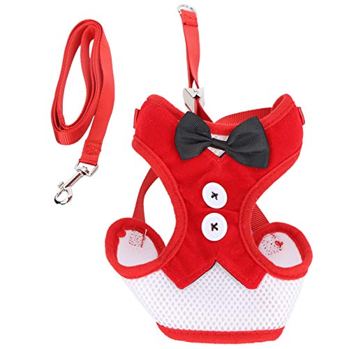 Katze Geschirr Leine Set, Flucht Beweis Weste Style Haustier Truhe Gurt Harness Verstellbarer Leinenseil Katze Weste Harness mit Leine für Hundekatze[Rot L.] Geschirre, Halsbänder & Leinen von Atyhao