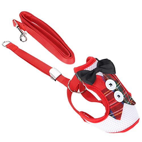 Katze Geschirr Leine Set, Flucht Beweis Weste Style Haustier Truhe Gurt Harness Verstellbarer Leinenseil Katze Weste Harness mit Leine für Hundekatze[Rotes Gitter L.] Geschirre, Halsbänder & Leinen von Atyhao