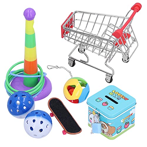 Atyhao Vogel Ausbildung Spielzeug Set, 7 Stück Vogel Puzzle Ausbildung Spielzeug Set Papagei Puzzle Spielzeug Set Mini Cart Training Ringe Skateboard Bell Ball Kit für VögelSchaukeln von Atyhao