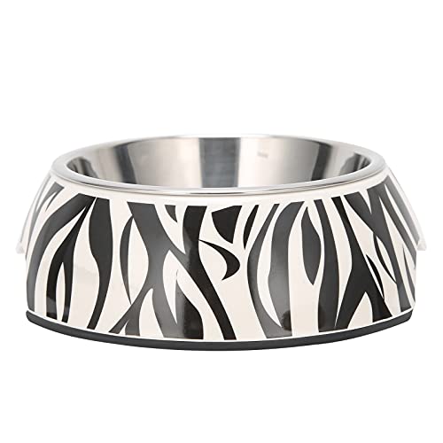 Edelstahl Hunde Napf, Hunde Futter Schale und Wasserschale Tier nahrung Wasserschale Hunde Futter Wasser Schale für Hunde Katzen[L Zebra Pattern] Näpfe von Atyhao