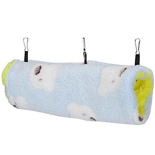 Hamster Hängetunnel, Blue Bear Pattern Samttunnel Rohr Kleintiere Haustier Vögel Käfig Hängebett für Papageien Eichhörnchen Chinchillas[L] Kleintierbetten von Atyhao