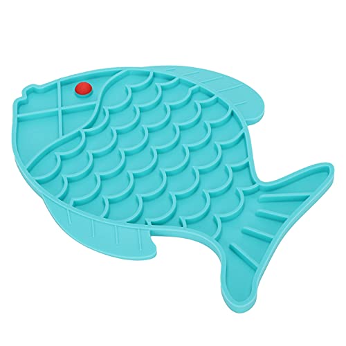 Hund Lecken Matte, Fischform Langsamer Feeder Matte Kein Ersticken Langsamer Feeder Licking Pad Langsamer Feeder Hunde napf[Blau] Näpfe von Atyhao