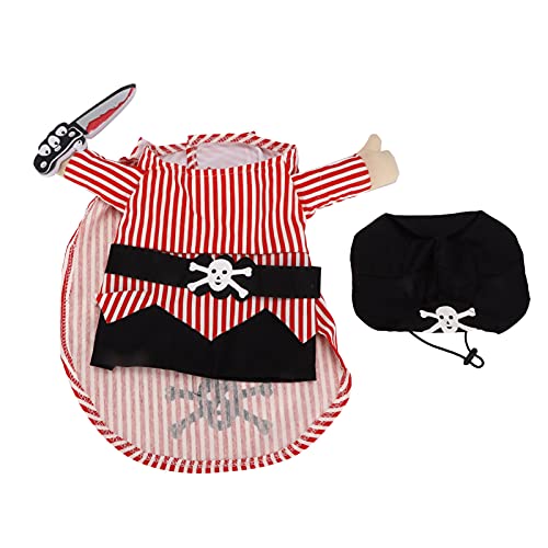 Hunde Kleidung, Halloween Haustier Polyester Piraten Kostüm Set Hund Festlich Spaß Dress Up Party Cosplay Outfit Kleidung Dekorationen für Hunde und Katzen[L] Halsketten von Atyhao