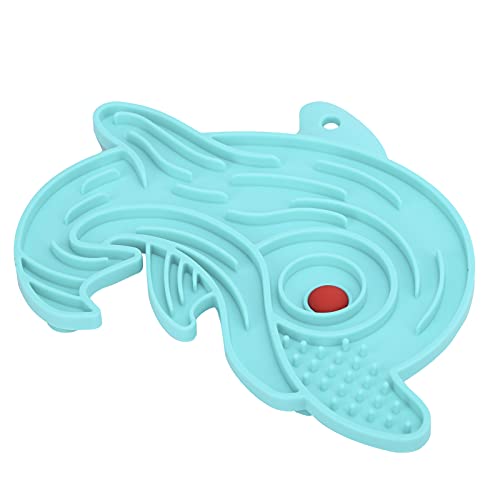 Leckkissen für Hunde, Leckkissen in Delfinform ​Slow Feeder Dog Puzzle Training Fütterungsmatte mit Saugnäpfen für Kleine Hunde Katzen[Blau] Näpfe von Atyhao