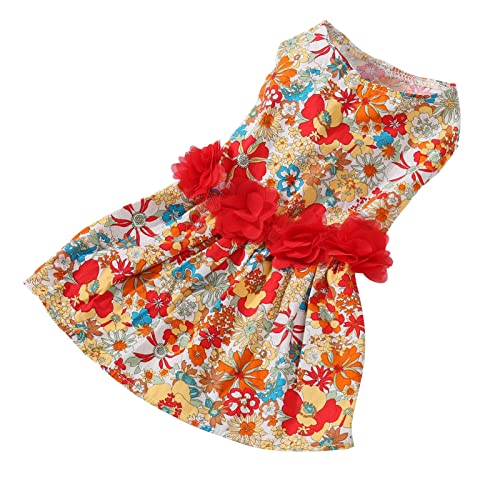 Atyhao Mädchen-Hundekleid-Blumen-Druck-Bequeme Welpen-Kleidungs-Frühlings-atmungsaktive Hundekleidung (S) von Atyhao