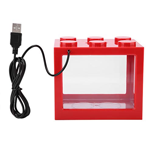 Atyhao Mini-Fischtank für Büro, Fischtank, USB, LED, für die Dekoration von Teetischen, im Büro, zu Hause, für Fische (rot) von Atyhao