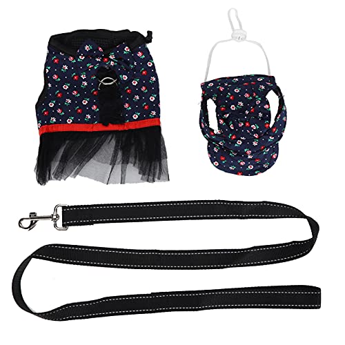 Mini Schwein Harness Leine, Haustier Schwein Westenkleid mit Leine und Mütze Fluchtbeweis Haustier Gehen Harness Strap (Kleine Blumen)[M] Halsbänder von Atyhao