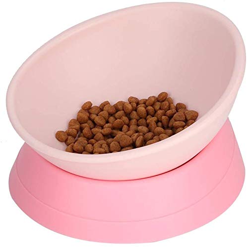 Pet Anti Slip Bowl, gekippte Pet Bowls Haustiere Hund Katzen Bowl Schöne Fütterung Schüssel Hunde Katzen Slope Base Feeder[Rosa]Näpfe von Atyhao