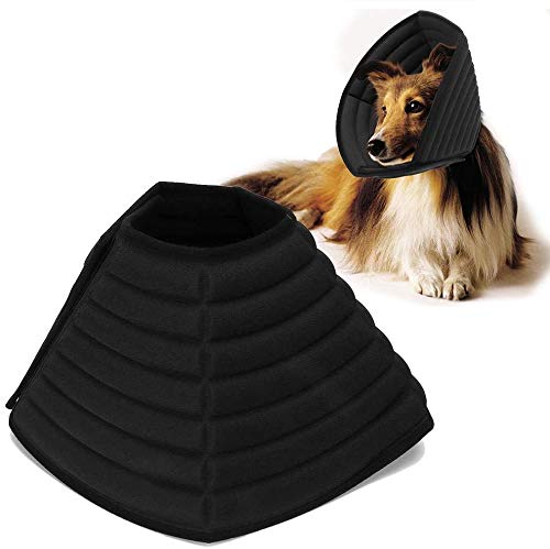 Pet Neck Collar, verstellbares Hunde katzen heilung schutz halsband Knochen muster Pet Elizabeth Circle Hund Anti Biss Leckschutz Chirurgie Wieder herstellung halsband[Schwarz L.]Erste-Hilfe-Kasten & von Atyhao