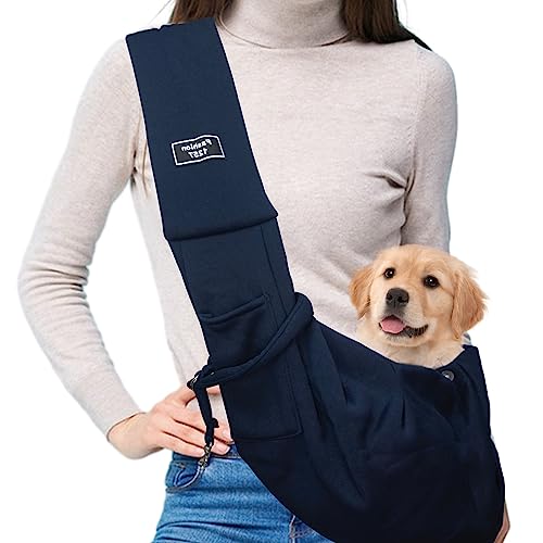 Hundetrage Katze Tragetasche, Hundetrage mit Verstellbarem Öffnungsgurt, Reisetasche für Kleine Hunde und Katzen, Outdoor Travel Sling Carrier (Blau) von Aufeeky