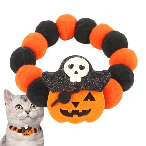 Aufquwk Halloween Hundehalsband,Halloween Haustierhalsband, Verstellbares Haustierhalsband, Bequemes Halloween-Hundehalsband, verstellbares Plüsch-Hundehalsband, süße Halloween-Welpen-Halskette von Aufquwk