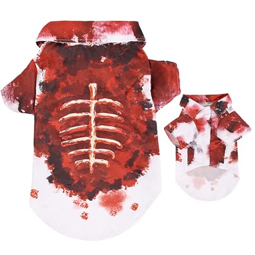 Aufquwk Halloween-Kostüme für Haustiere,Halloween-Hundekostüme | Kätzchen Kleidung Blut Shirt - Bedruckte Haustier-Hundekleidung, blutige Skelett-Kleidung für kleine, mittelgroße und große Haustiere von Aufquwk