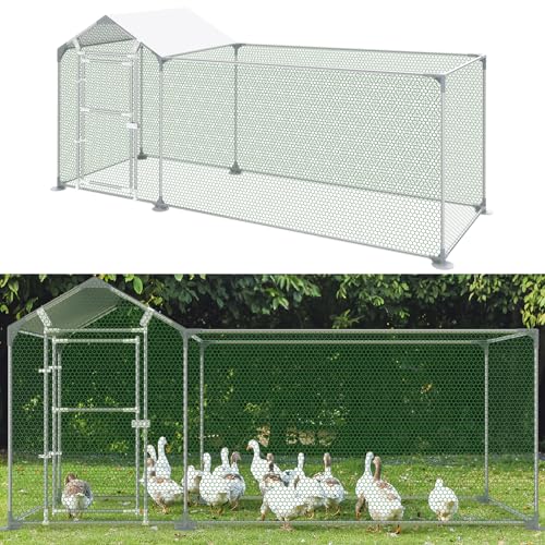 Aufun Freilaufgehege 300x100x150cm Hühnerstall Außengehege mit Schloss, Verzinkter Stahlrahmen, Kleintierstall Hühnerhaus PVC-beschichtetes Schatten Dach für Haustierkäfig Vogelkäfig Kleintiere Aufun Freilaufgehege 300x100x150cm Hühnerstall Außengehege mit Schloss, Verzinkter Stahlrahmen, Kleintierstall Hühnerhaus PVC-beschichtetes Schatten Dach für Haustierkäfig Vogelkäfig Kleintiere von AufuN