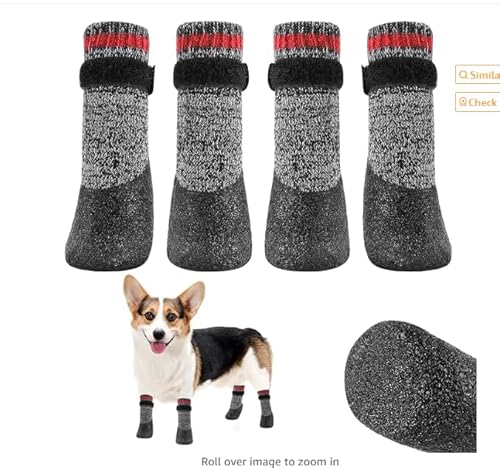 2 Pairs Hundeschuhe-Pfotenschutz,Doppelseitige Anti-Rutsch-Hundesocken,Pfotenschutz Gegen Lecken und RutschenHundeschuhe,Rutsch Socken für Hunde mit verstellbarem Klettverschluss,Pfotenschutz von Auirshiky