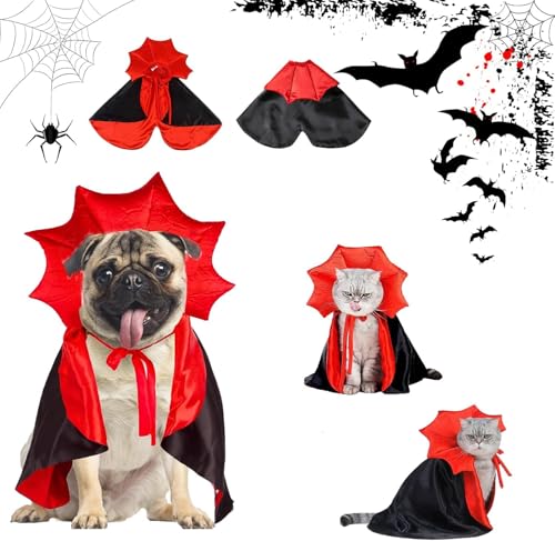 Haustiere Vampir Kostüm,Halloween Hund Katze Kostüm Umhang,Haustier Vampir Umhang Halloween Kostüme,Haustiere Cosplay-Kostüm,für Katzen und Kleine Hunde für Halloween Nacht Blutige Zombie Party von Auirshiky