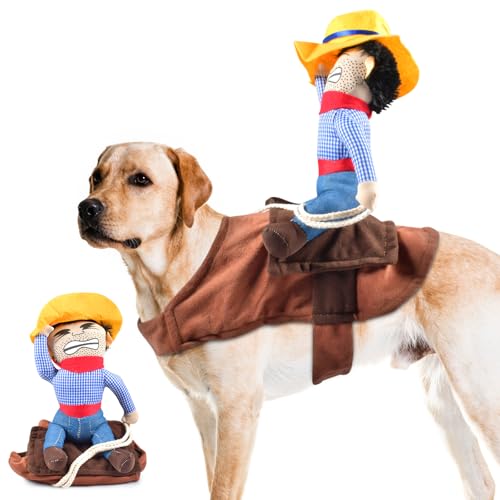 Hundekostüm Cowboy Reiter,Neuheit Haustiere Party Cosplay Bekleidung, Halloween Anzug Cowboy Rider Style Hunde Outfits,Hund Halloween Kostüm, Reitkleidung Cosplay Bekleidung für Hunde (L) von Auirshiky