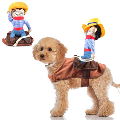 Hundekostüm Cowboy Reiter,Neuheit Haustiere Party Cosplay Bekleidung, Halloween Anzug Cowboy Rider Style Hunde Outfits,Hund Halloween Kostüm, Reitkleidung Cosplay Bekleidung für Hunde (S) von Auirshiky