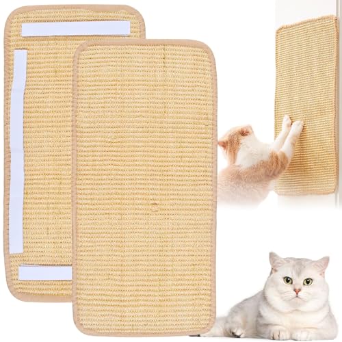 Kratzmatte Katze,2 Stück Sisal Teppich Katzen Kratzteppich,Kratzbretter Katze Sisal,50x25cm,Katzen Kratzbrett,widerstandsfähig,Geeignet für Sofamöbeltüren(Originalfarbe) von Auirshiky