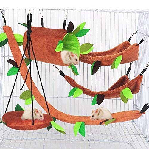 Cooyeah Hamster-Hängematte, 5 Stück, Hamster-Schlafnest, Hängetunnel und Schaukel für Zucker-Gleiter, Eichhörnchen, zum Schlafen, Zucker-Spielzeug, Hamsterschaukel, Plüsch, warme Betten für Tiere von Aulufft