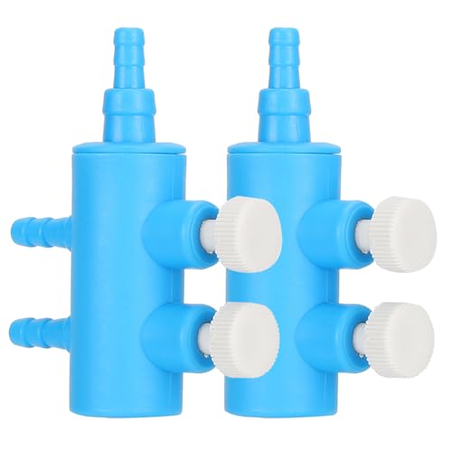 Aumotop Aquarium-Luftverteiler, Sauerstoffpumpen-Adapter, 2 Stück, Aquarium-Luftrohr-Verteiler, Zubehör, Blau, Weiß, für Aquarium (Eins bis Zwei) von Aumotop